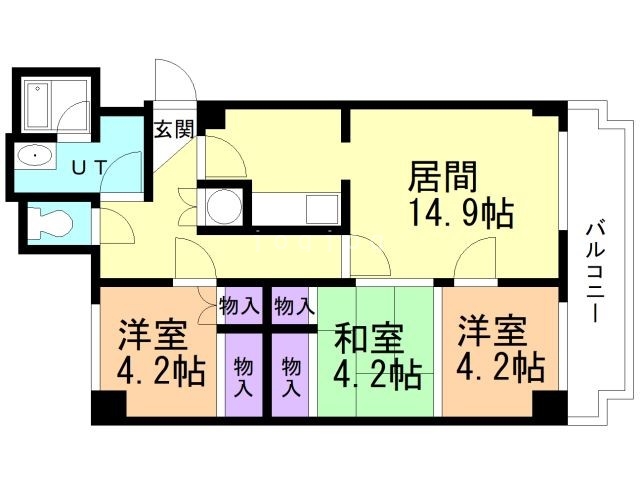 札幌市中央区南十一条西のマンションの間取り