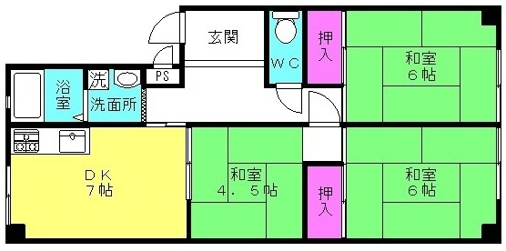 北在家アパートメントの間取り