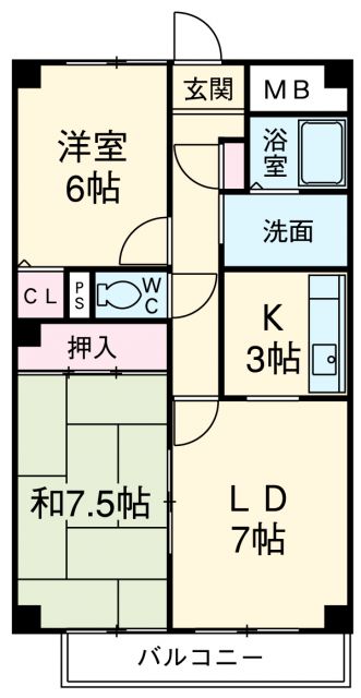 名古屋市瑞穂区明前町のマンションの間取り