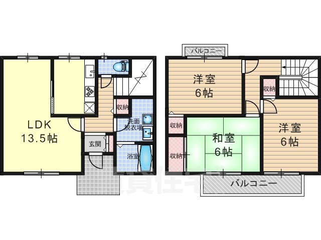 京都市西京区川島有栖川町のアパートの間取り