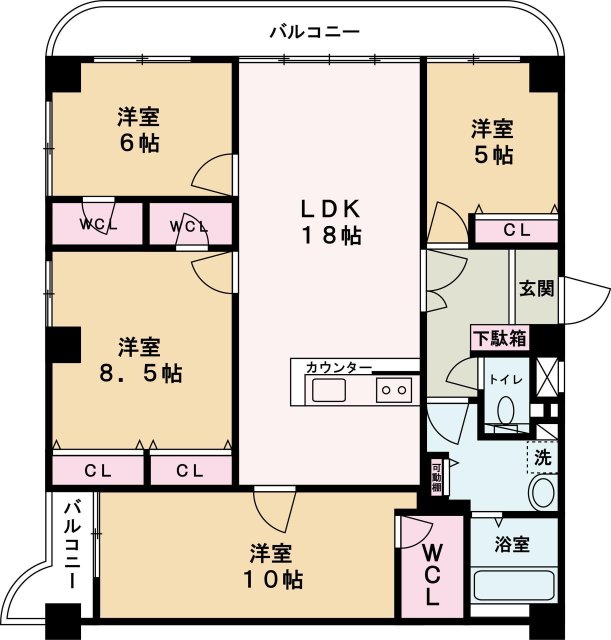 姫路市広畑区東新町のマンションの間取り