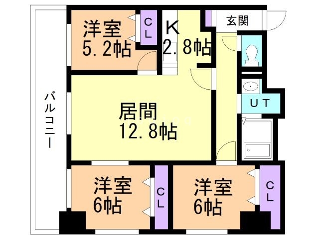 札幌市中央区北七条西のマンションの間取り