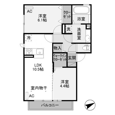 館林市大街道のアパートの間取り