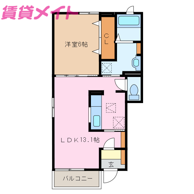 鈴鹿市南玉垣町のアパートの間取り