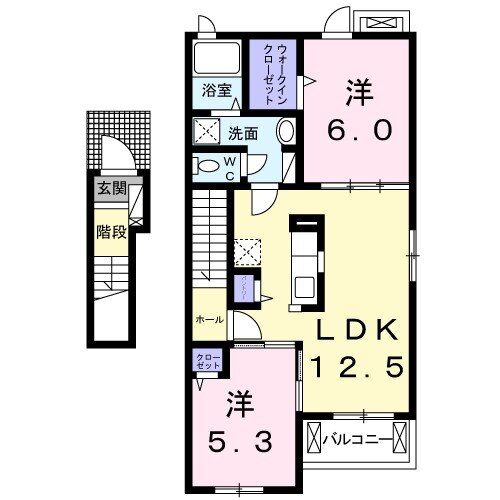 広島市安佐北区亀山のアパートの間取り