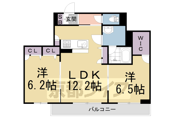 京都市伏見区深草直違橋８丁目のアパートの間取り