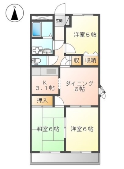 姫路市西中島のアパートの間取り