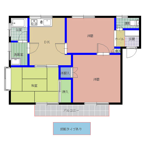 【水戸市千波町のアパートの間取り】