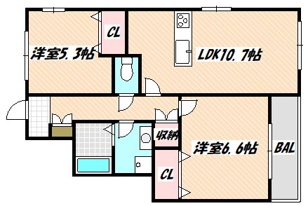 船橋市前貝塚町のアパートの間取り