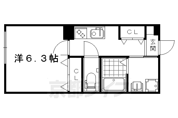 京都市中京区西ノ京南原町のマンションの間取り