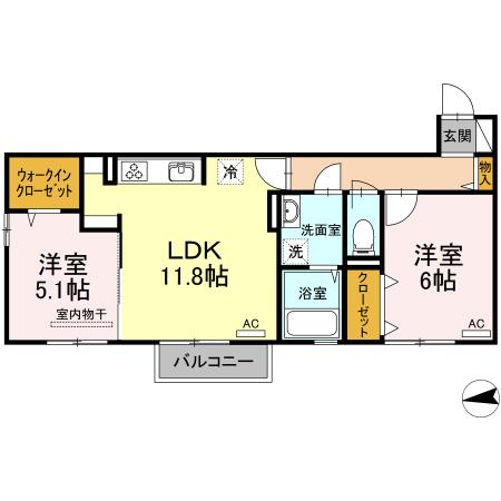 高松市新田町のアパートの間取り