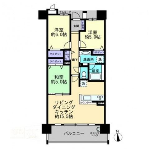 高松市三条町のマンションの間取り