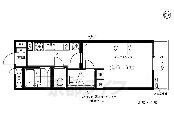 京阪本線 鳥羽街道駅 徒歩6分 4階建 築19年の間取り写真