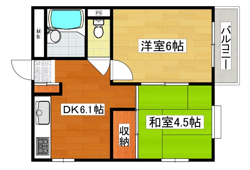 大阪市住之江区西加賀屋のマンションの間取り