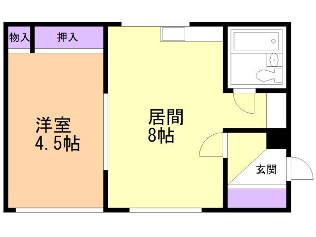 函館市宝来町のアパートの間取り