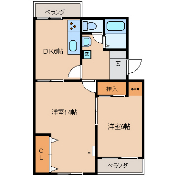 コンチネンタル布瀬IIの間取り