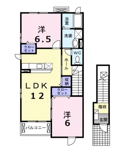 笠岡市横島のアパートの間取り