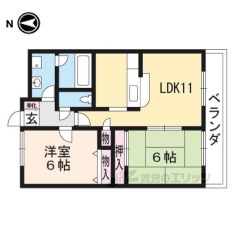 亀岡市千代川町今津のマンションの間取り