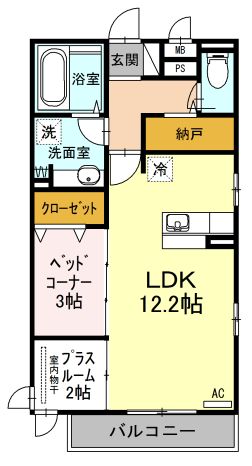 【福山市曙町のアパートの間取り】