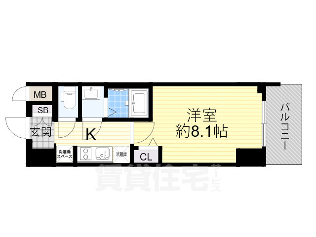 プレサンス谷町九丁目駅前の間取り