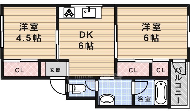 箕面市桜ケ丘のマンションの間取り