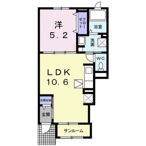 南相馬市原町区牛越のアパートの間取り