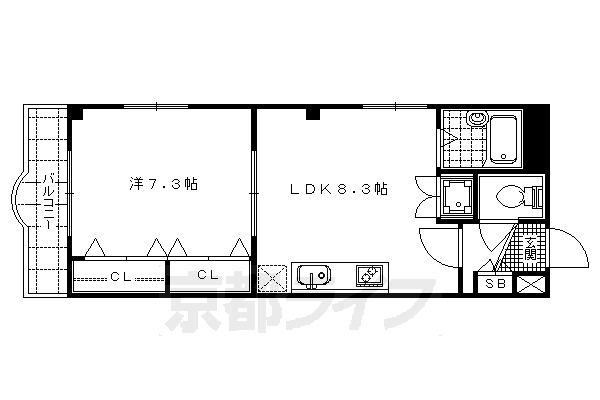 京都市上京区挽木町のマンションの間取り