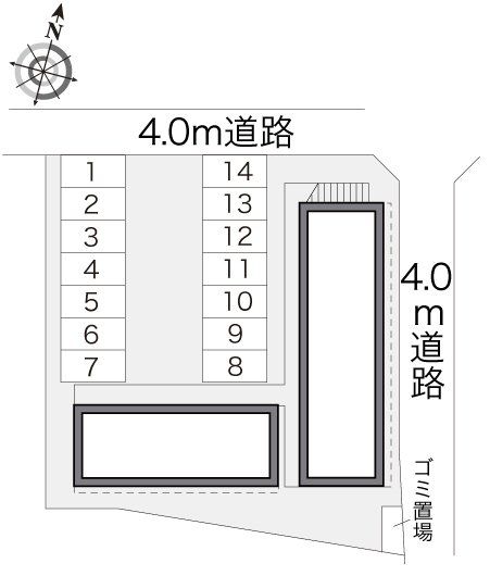 【レオパレスミモザの駐車場】