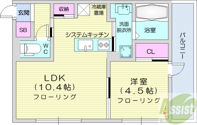 【札幌市北区北三十五条西のマンションの間取り】