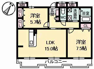 福山市北吉津町のマンションの間取り