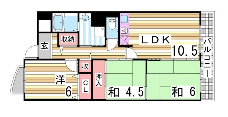 【神戸市北区山田町下谷上のマンションの間取り】