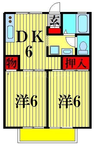 市川市南大野のアパートの間取り