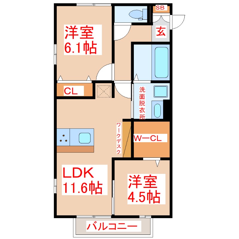 クレシアコート　Ａ棟の間取り