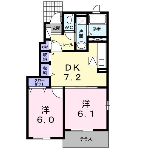 宇城市小川町江頭のアパートの間取り