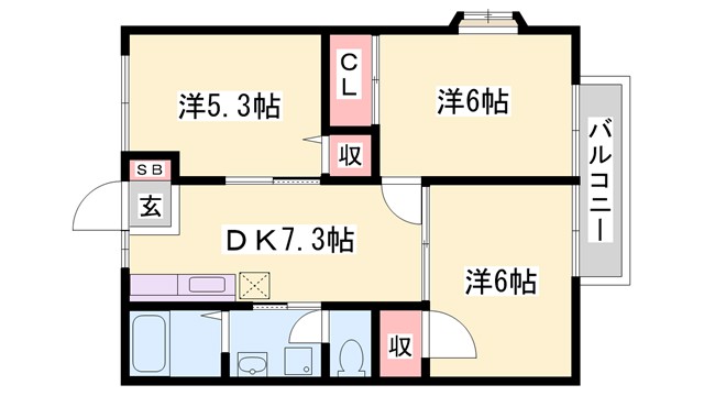 網干区坂上アパート1の間取り