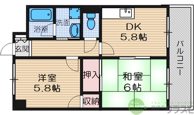 摂津市鶴野のマンションの間取り