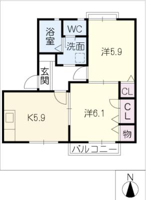 ファミール新城Ｂ棟の間取り