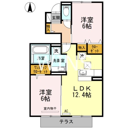 福岡市東区香椎駅東のアパートの間取り