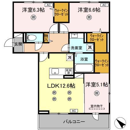 ※Ｄ－ＲＯＯＭ五十川IIの間取り