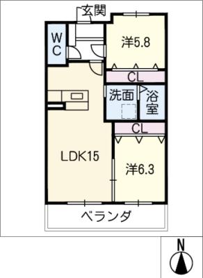 【カーサ・ノーバ春日寺　Ｂ棟の間取り】