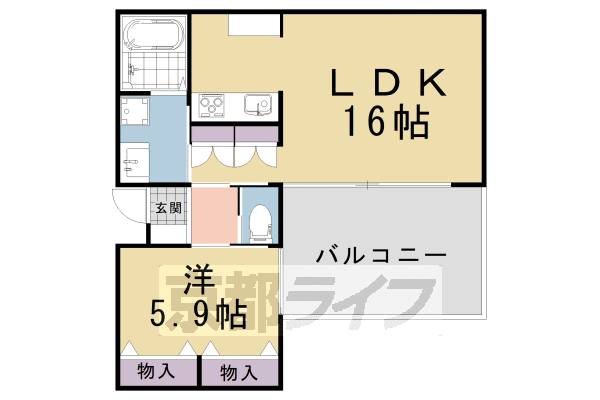 京都市左京区下鴨東半木町のマンションの間取り