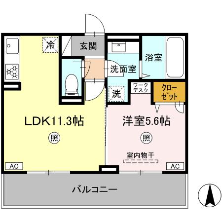 熊本市東区石原のアパートの間取り