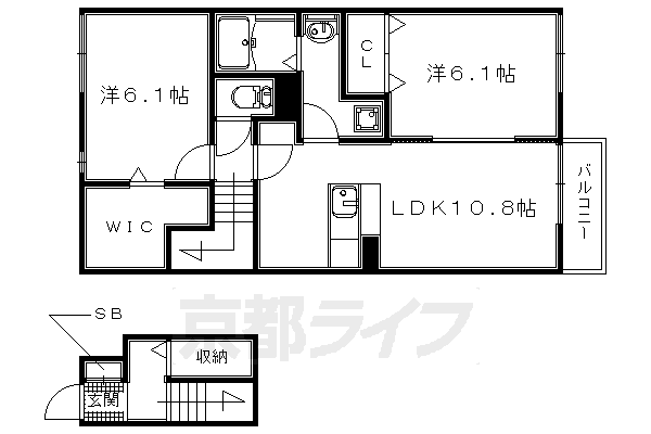 久世郡久御山町島田のアパートの間取り