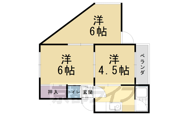 京都市伏見区深草下川原町のマンションの間取り