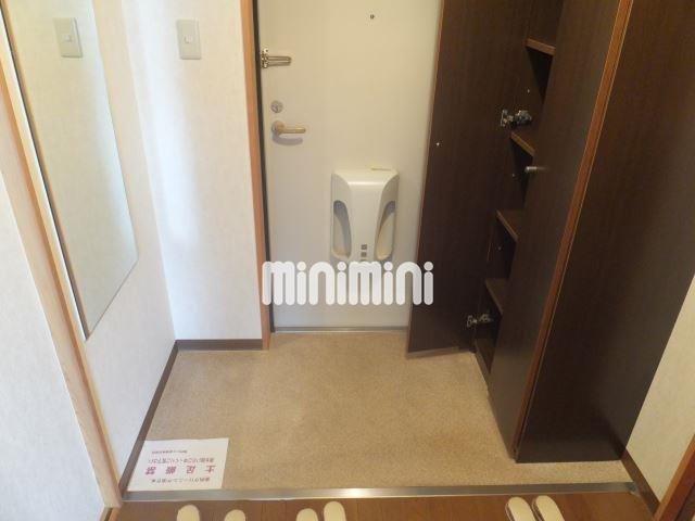 玄関　玄関には大型の靴箱と姿見が設置されています。