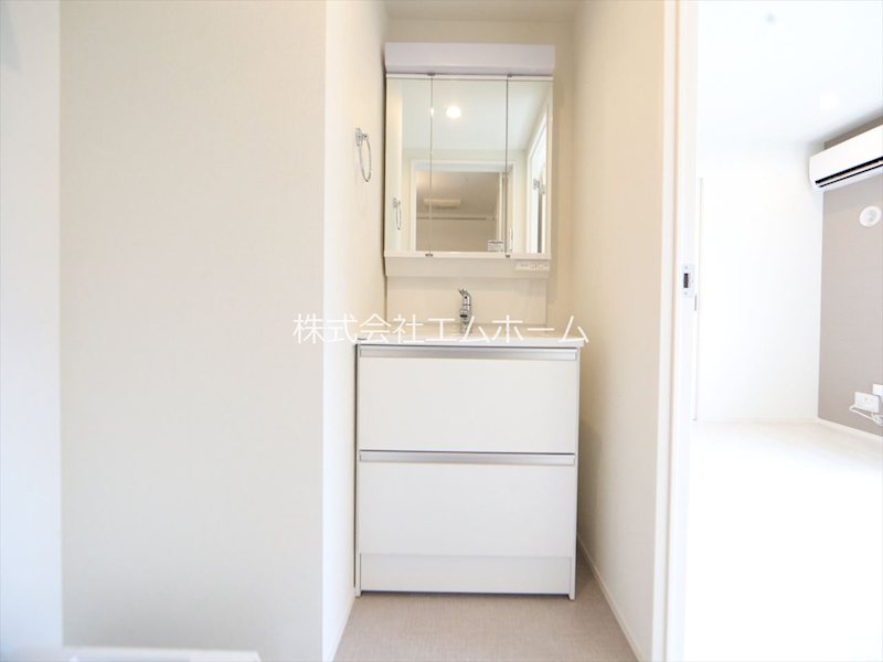 洗面設備　脱衣所　独立洗面台（シャンプードレッサー付）収納スペース有