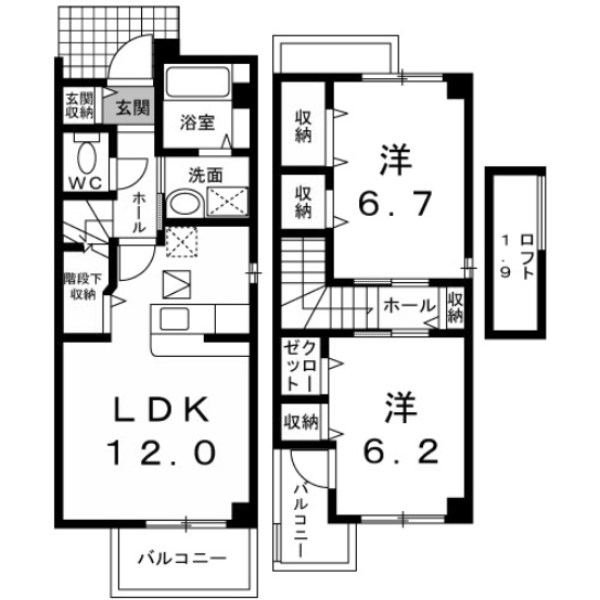 秩父鉄道 東行田駅 徒歩11分 2階建 築24年の間取り写真