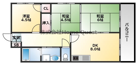 地下鉄谷町線 長原駅 徒歩12分 7階建 築32年の間取り写真