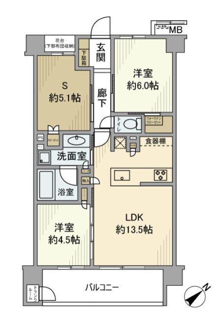 都営浅草線 押上駅 徒歩7分 7階建 築12年の間取り写真