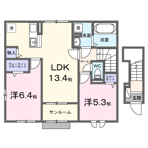 境港市外江町のアパートの間取り